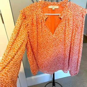 LOFT ✨BEAUTIFUL CORAL COLOR✨RUFFLE BLOUSE SIZE L